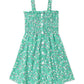 Girl's Teal Floral Dress w/ Smocking & Buttons