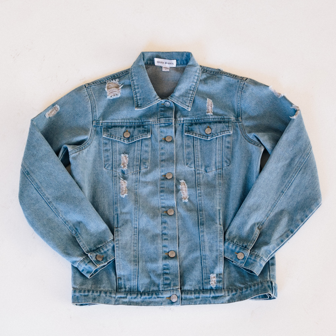 Distressed Women's Denim Jean Jacket