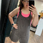 Gray Sleeveless Twisted Strip Knit Jumpsuit
