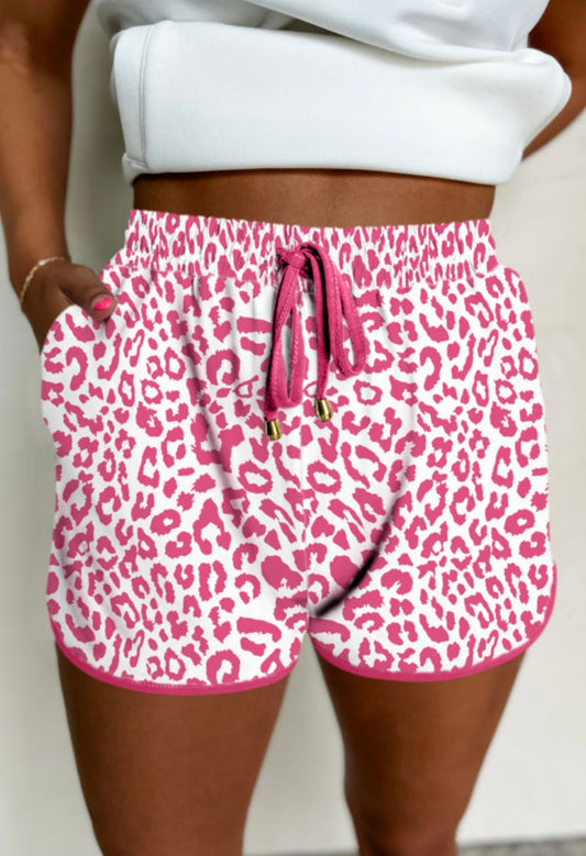Pink Leopard Athletic Shorts
