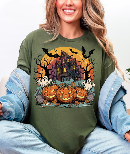 Halloween Haunted House Graphic Tee