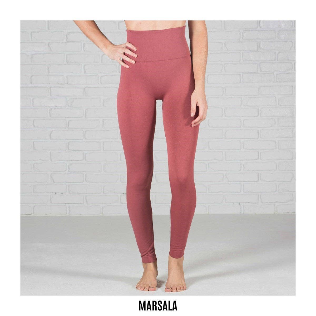 Olive Tummy Control Fleece Lined Leggings - One Size & Curvy