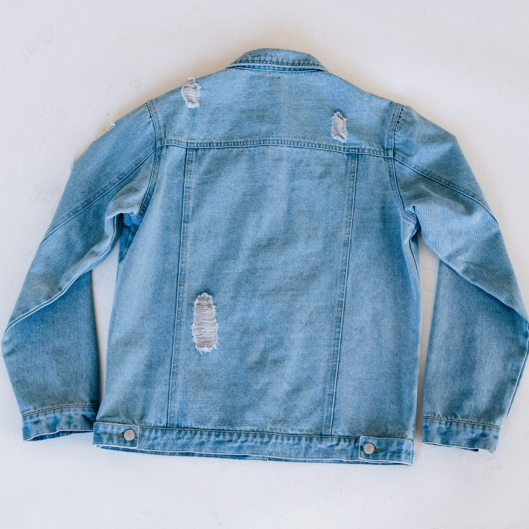 Distressed Women's Denim Jean Jacket