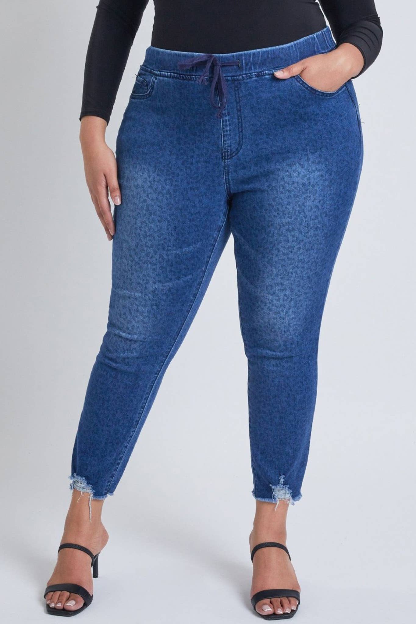 Plus Denim Ankle Joggers