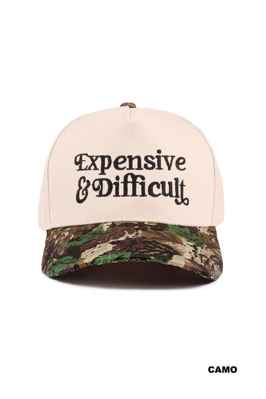 Expensive & Difficult Camo Print Trucker Hat
