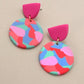 Pink Plaid Polymer Earrings