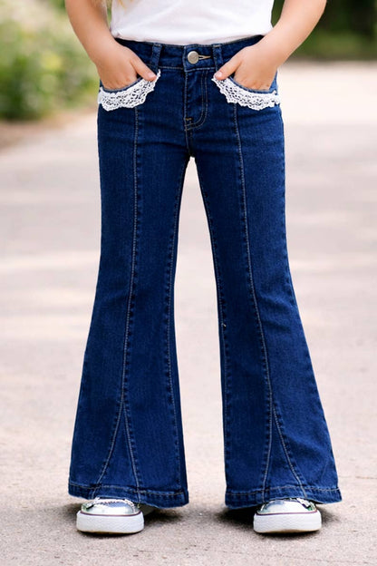 Girl's Flare Leg Denim Jean w/ Crochet