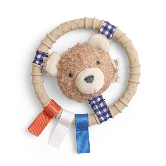 Bear Itzy Ring Pal™ - Teething Ring with Plush Character: Taupe Bear