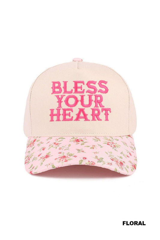Bless Your Heart Floral Print Trucker Hat