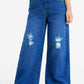Girls Wide Leg Denim Jeans w/ Distress