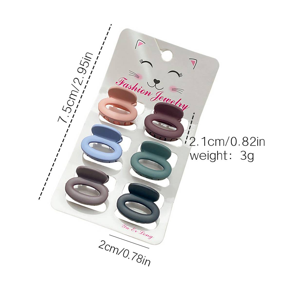 Set of 6 Small Bow Claw Hair Clips