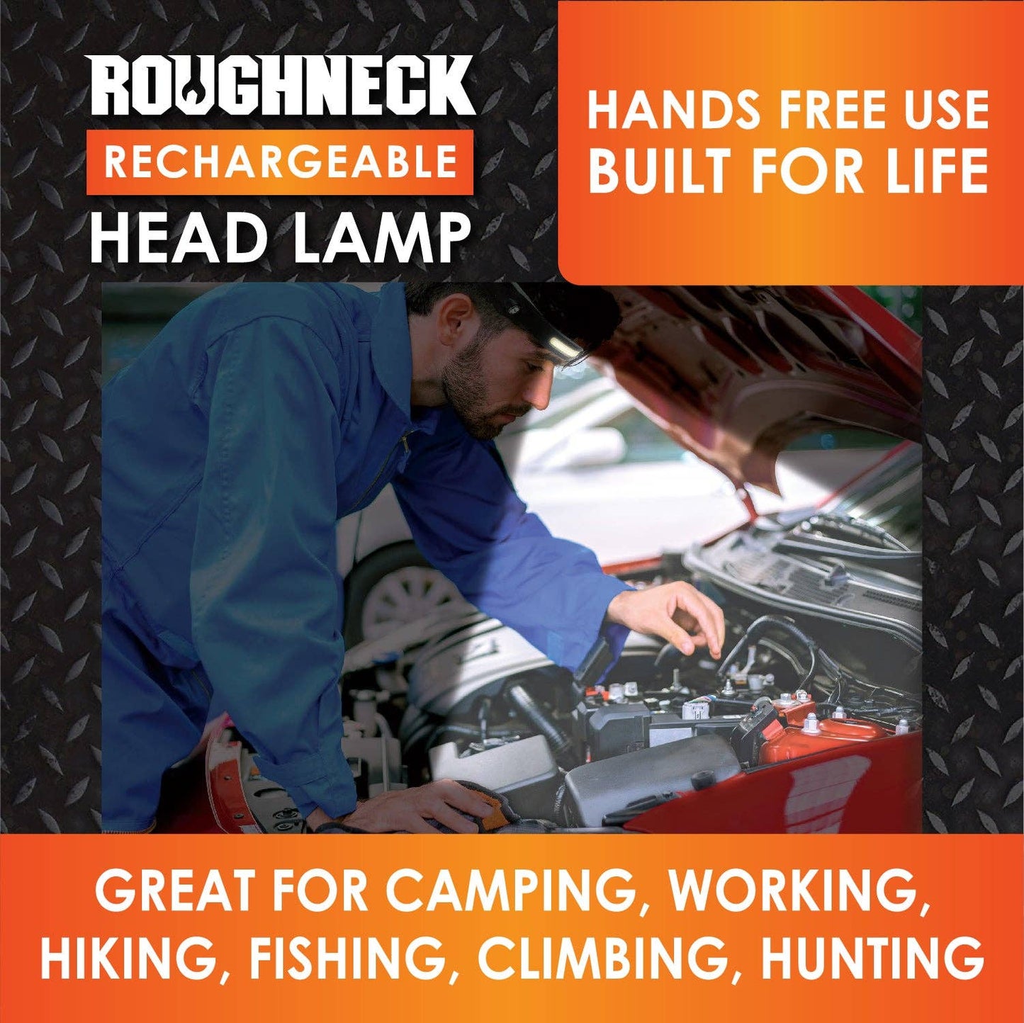 Roughneck Motion Activated LED Rechargeable Headlamp