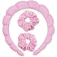 Puffy Terry Cloth Padded Spa Headband with Scrunchies - Multiple Colors