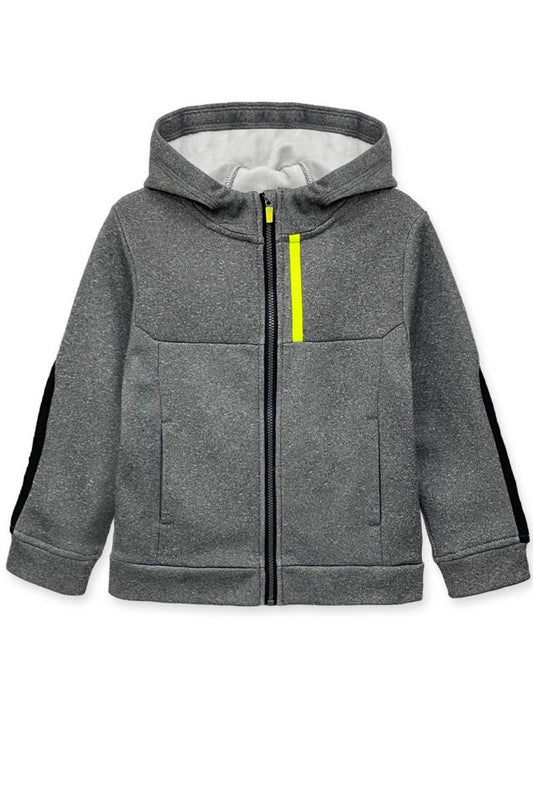 Boy's Charcoal Fleece Active Zip Up Hoodie