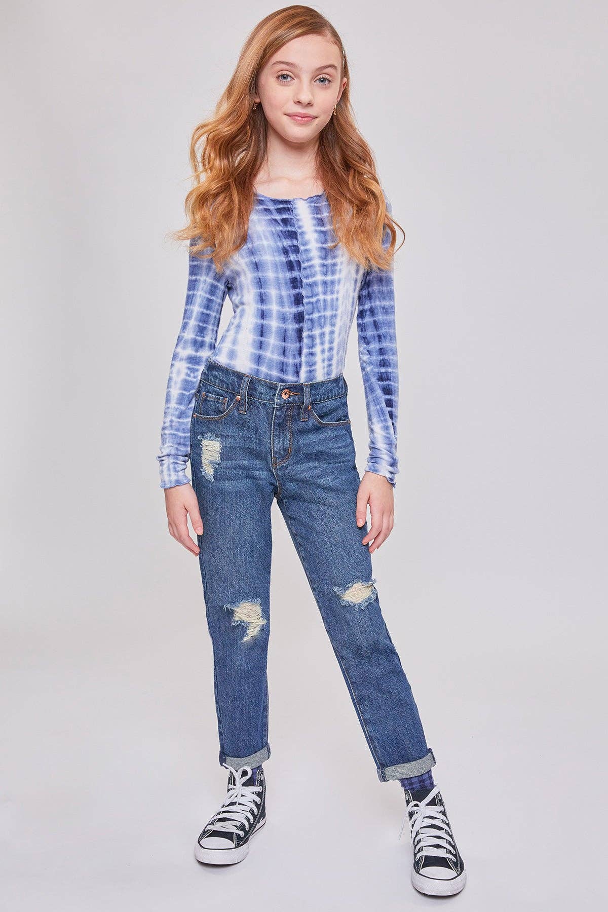Girls Taylor Relax Fit Elastic Back Roll Cuff Jeans