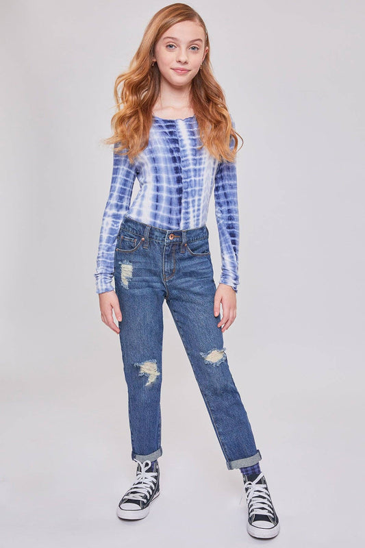 Girls Taylor Relax Fit Elastic Back Roll Cuff Jeans