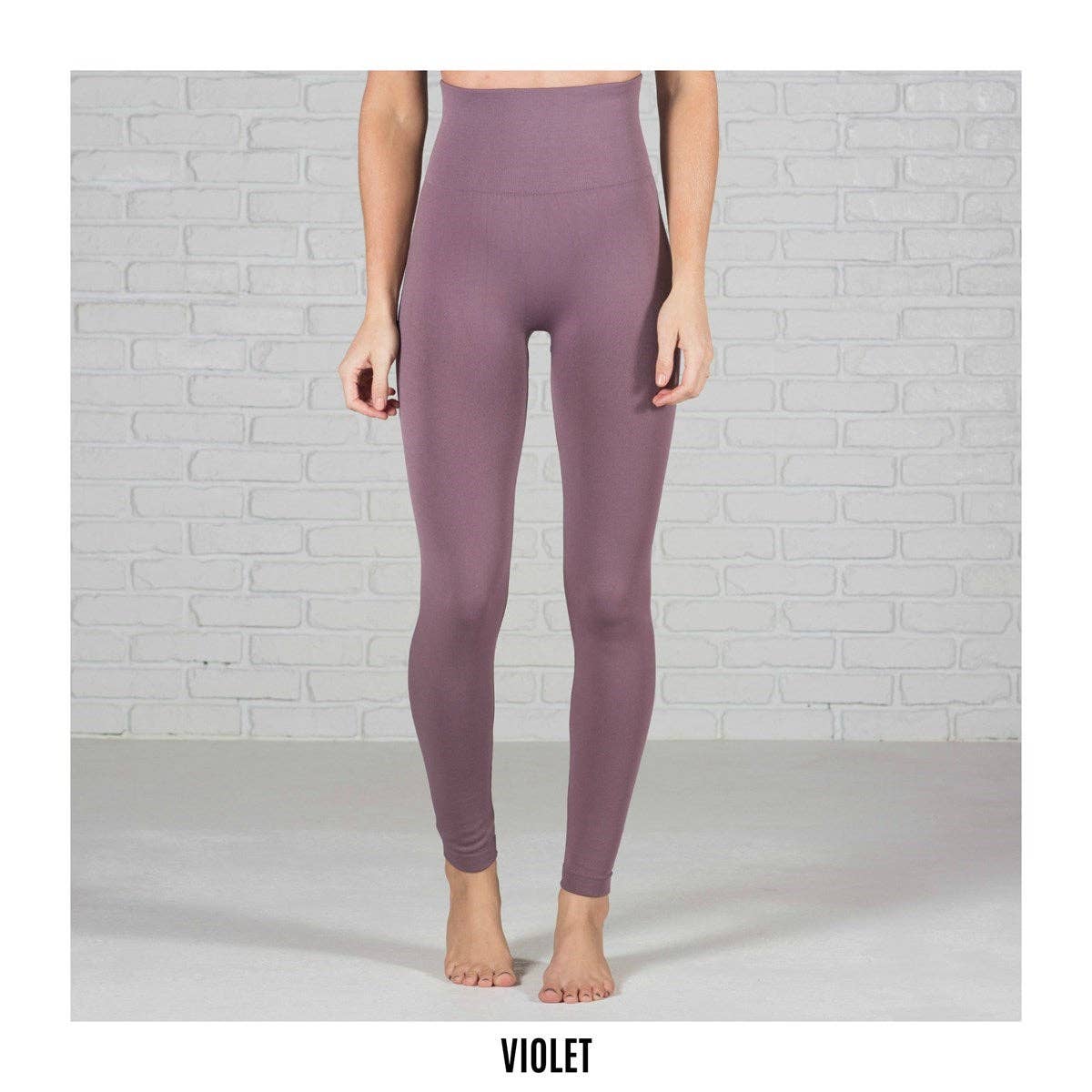 Navy Blue Tummy Control Fleece Lined Leggings One Size & Curvy