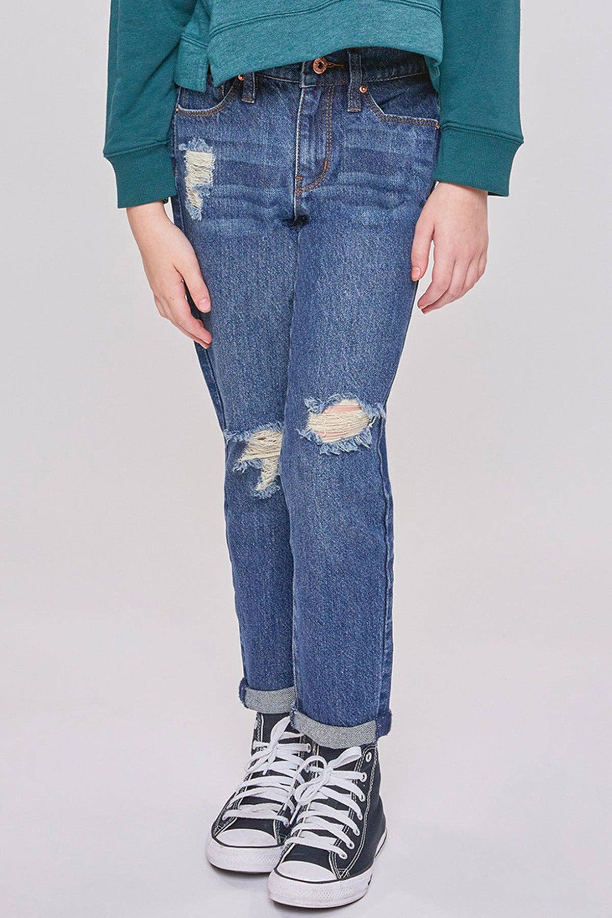Girls Taylor Relax Fit Elastic Back Roll Cuff Jeans
