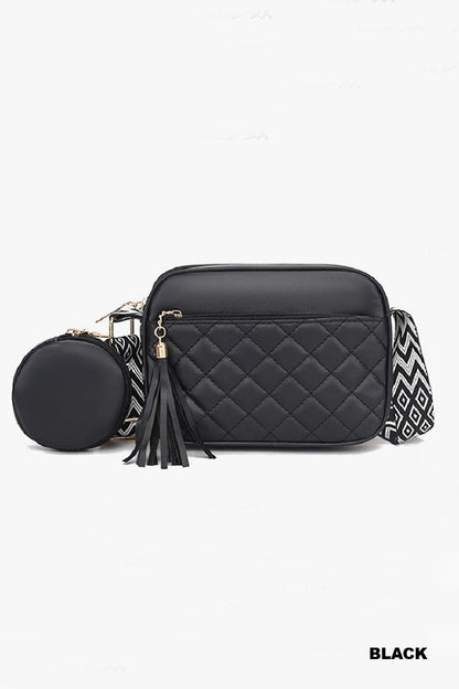 Diamond quilted crossbody bag duo coin purse