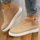 High Top Slip-on Casual Sneakers: Camel