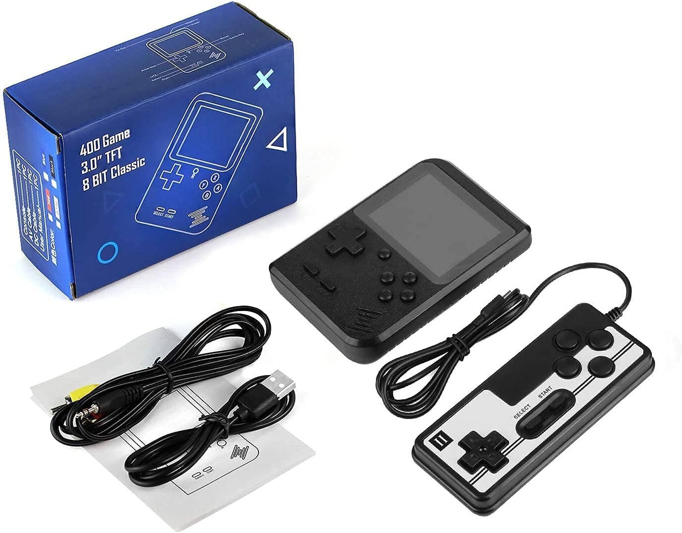 Retro Game 400 Built-in Games Portable Game For Gifts Kids: Black