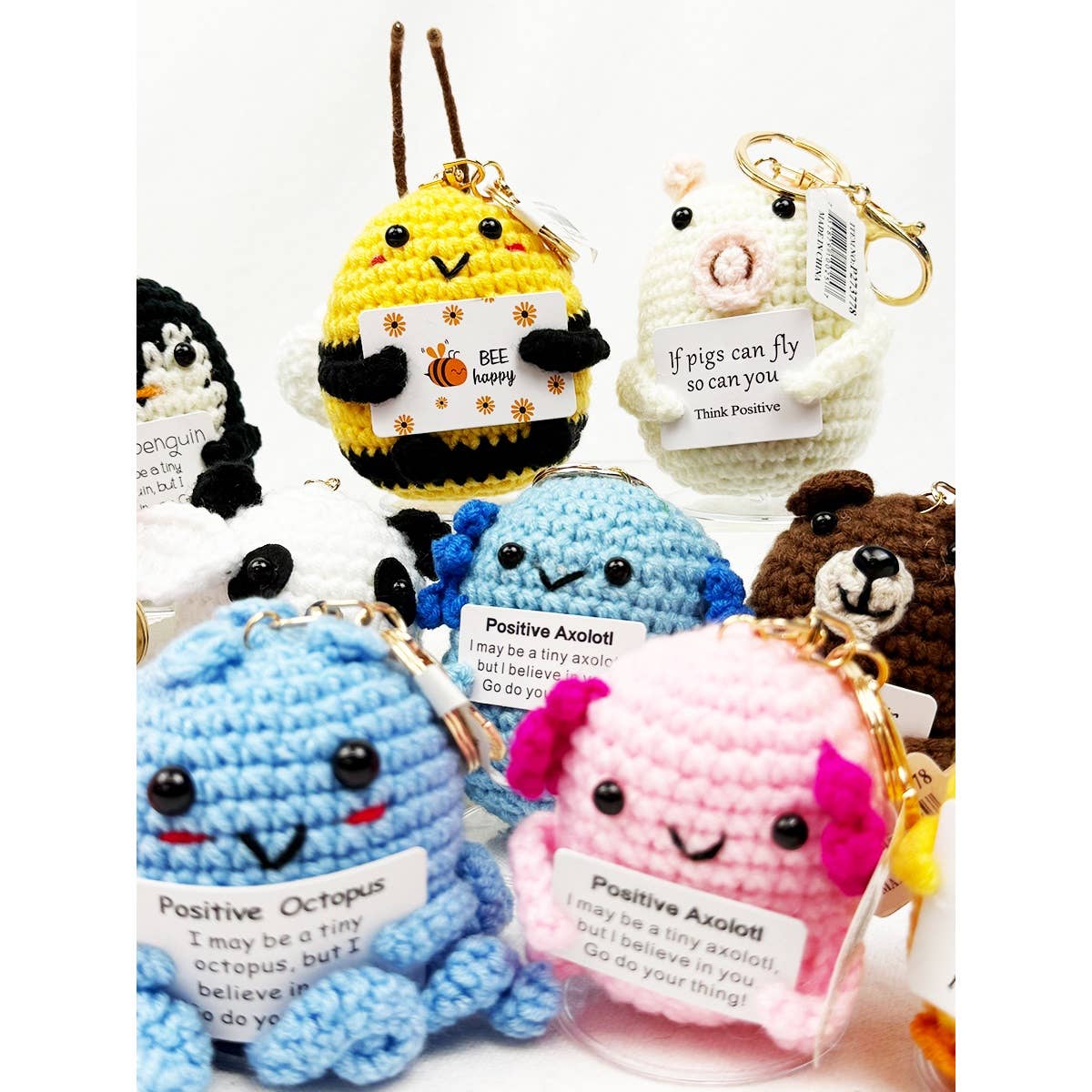 Positive Animal Crochet Keychain