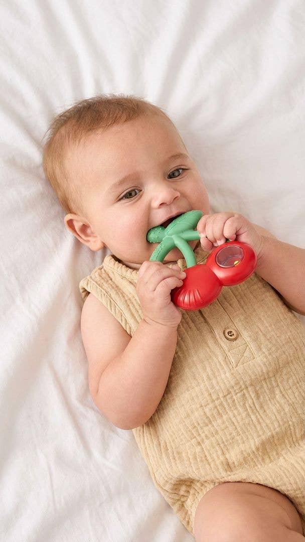 Cherries Bitzy Shake™ - Silicone Teether with Rattle