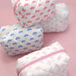 BLUE BOW QUILTED COTTON BOW COSMETIC POUCH BAG