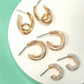 TRIO HUGGIE HOOP RHINESTONE TITANIUM POST EARRINGS | 80E5807: GOLD