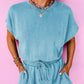 Blue mineral wash open back romper