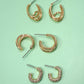 TRIO HUGGIE HOOP RHINESTONE TITANIUM POST EARRINGS | 80E5807: GOLD