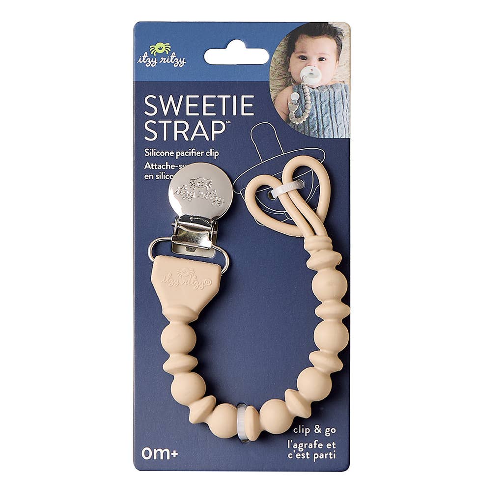 Sweetie Strap™ Silicone One-Piece Pacifier Clips: Pink Beaded