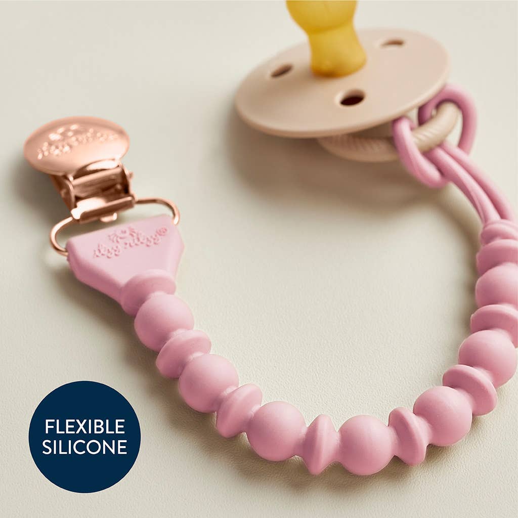 Sweetie Strap™ Silicone One-Piece Pacifier Clips: Pink Beaded