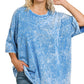 Ocean Blue Plus Acid Wash Boyfriend Tee