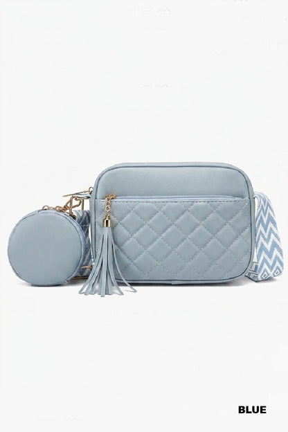 Diamond quilted crossbody bag duo coin purse