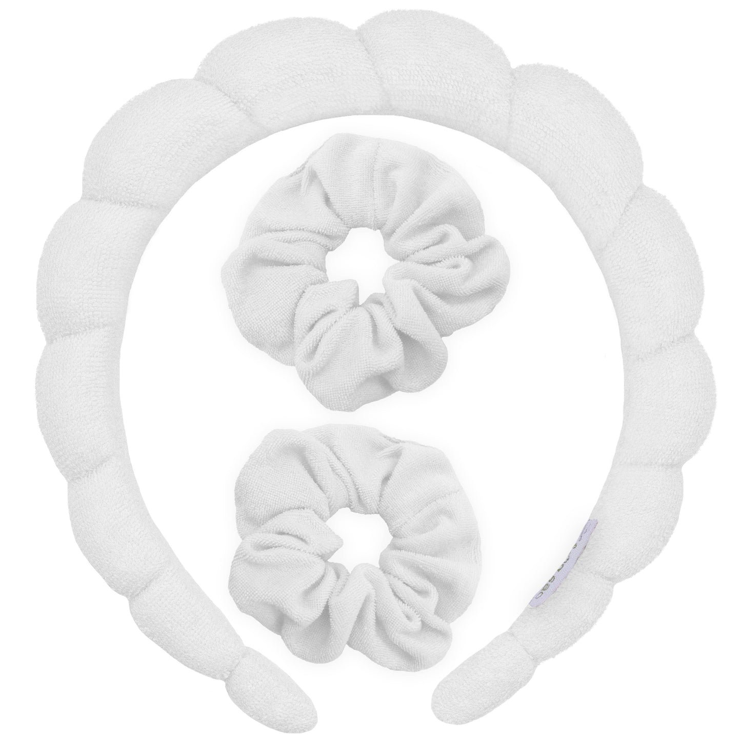 Puffy Terry Cloth Padded Spa Headband with Scrunchies - Multiple Colors