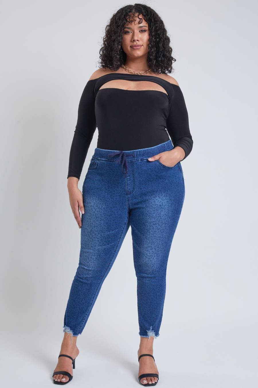 Plus Denim Ankle Joggers