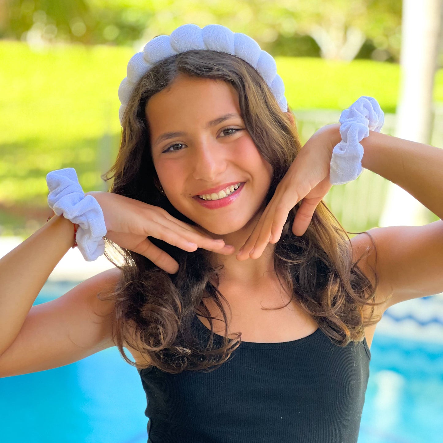 Puffy Terry Cloth Padded Spa Headband with Scrunchies - Multiple Colors
