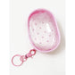 Pink Tone See Through Heart Printed Pouch