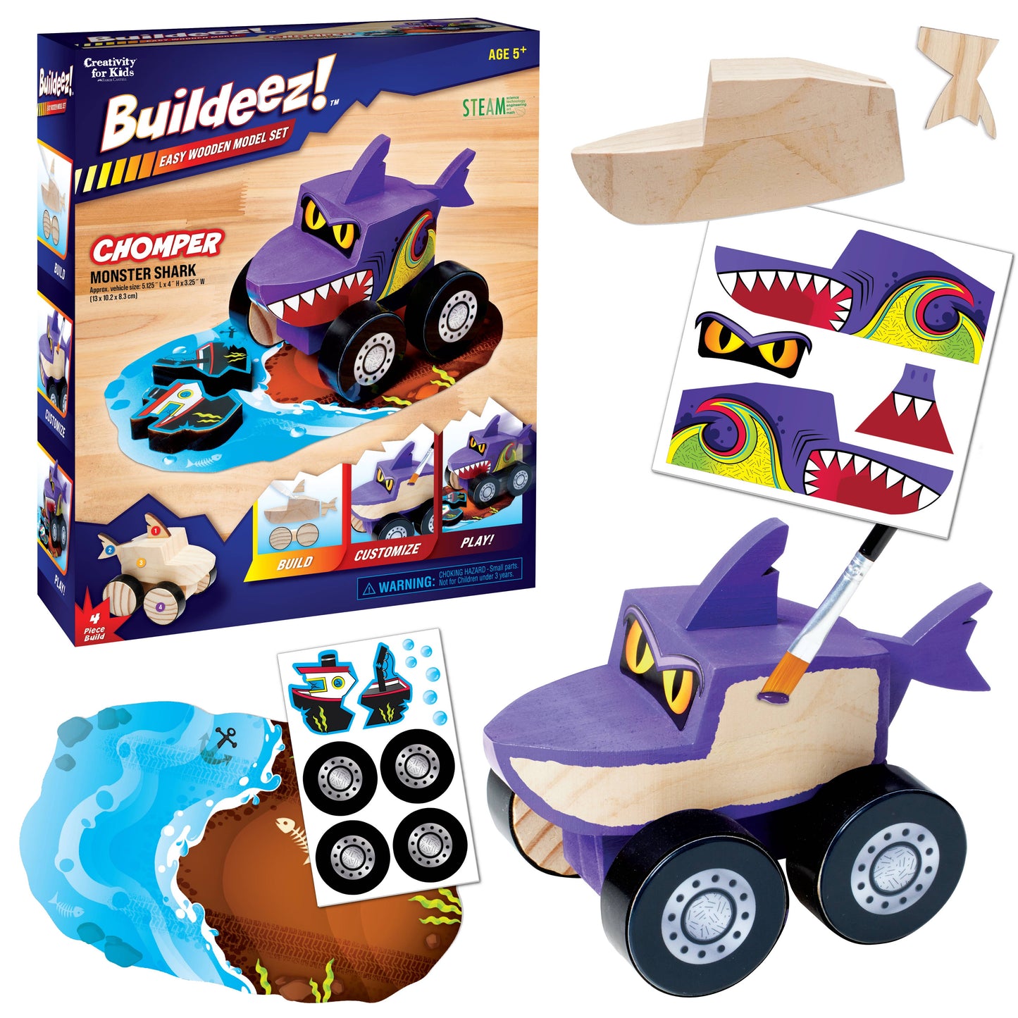 Buildeez! Chomper Monster Shark - DIY Wooden Craft Kit