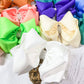Texas Size Rhinestone Center Knot Hair Bows: Ivory