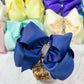 Texas Size Rhinestone Center Knot Hair Bows: Purple