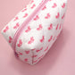 BLUE BOW QUILTED COTTON BOW COSMETIC POUCH BAG