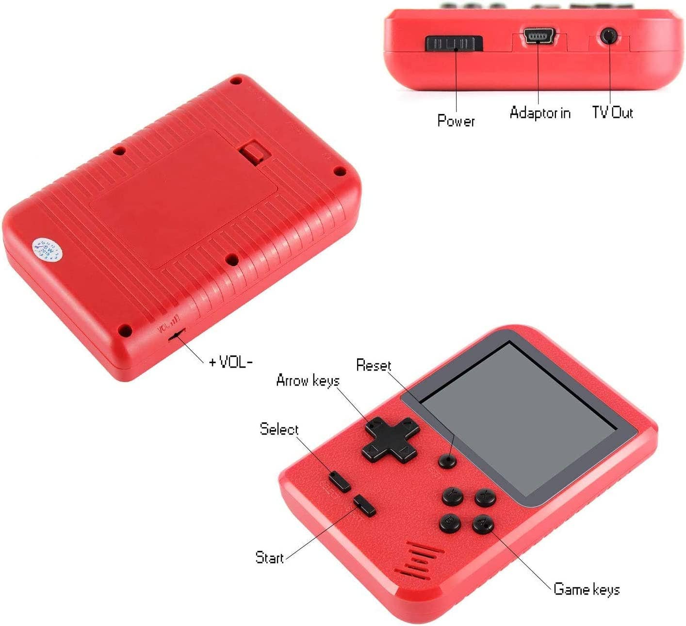 Retro Game 400 Built-in Games Portable Game For Gifts Kids: Black