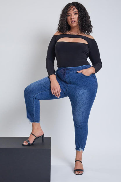 Plus Denim Ankle Joggers