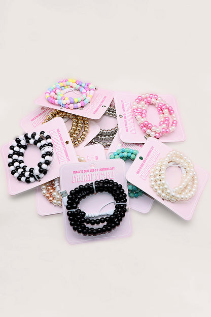 Beaded dual usb fast charging cable