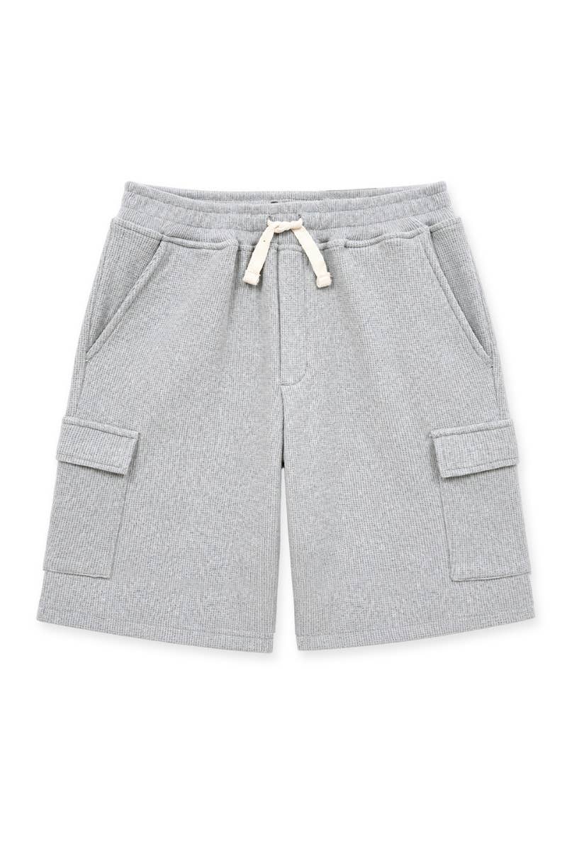 Boys' Grey Soft Waffle Knit Cargo Short