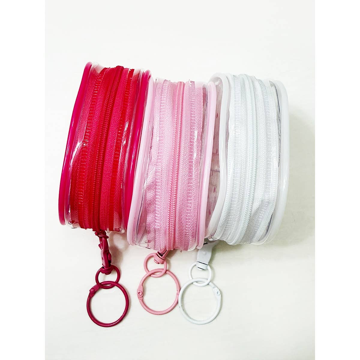 Pink Tone See Through Heart Printed Pouch