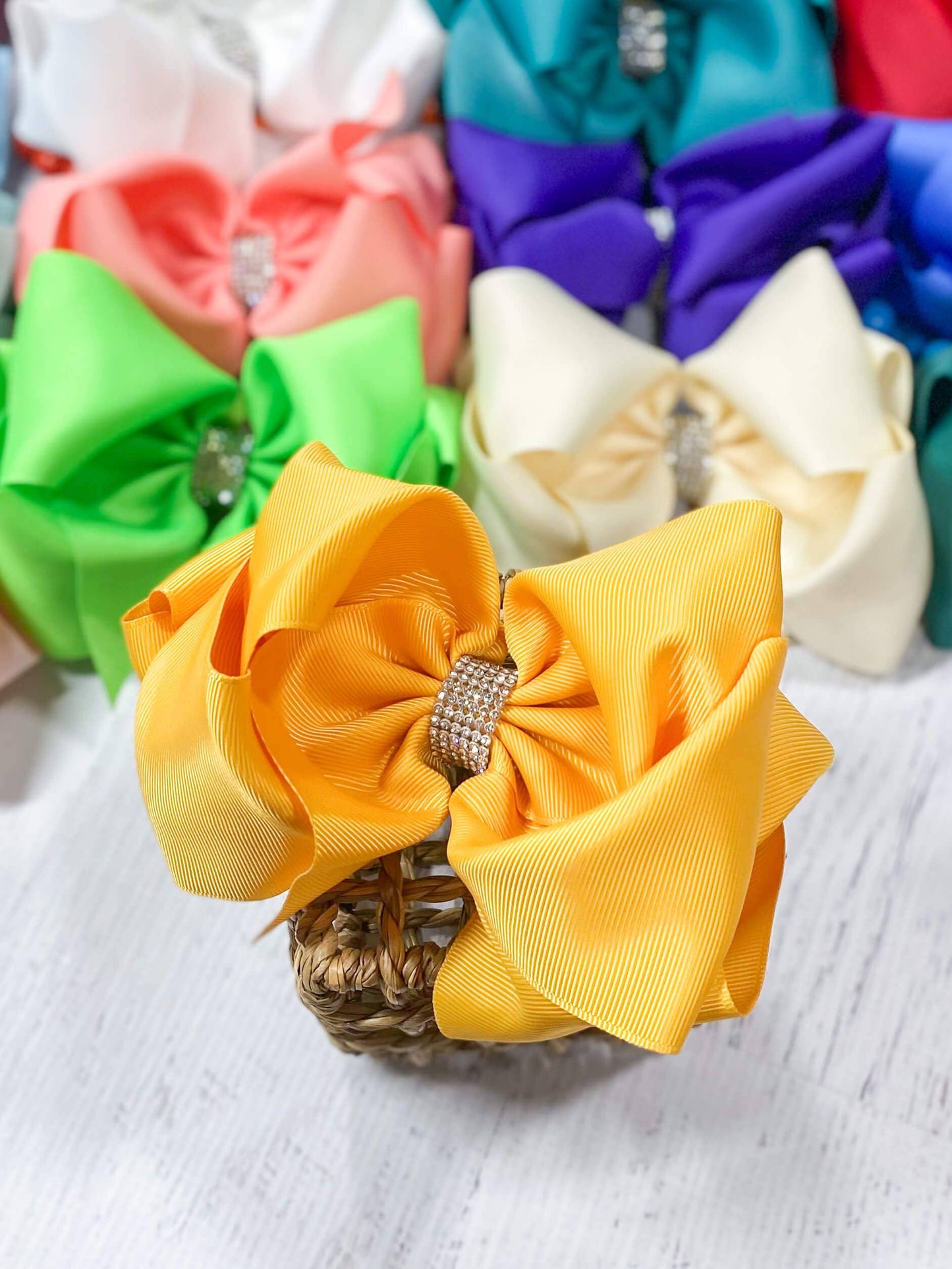 Texas Size Rhinestone Center Knot Hair Bows: Purple