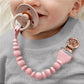 Sweetie Strap™ Silicone One-Piece Pacifier Clips: Pink Beaded